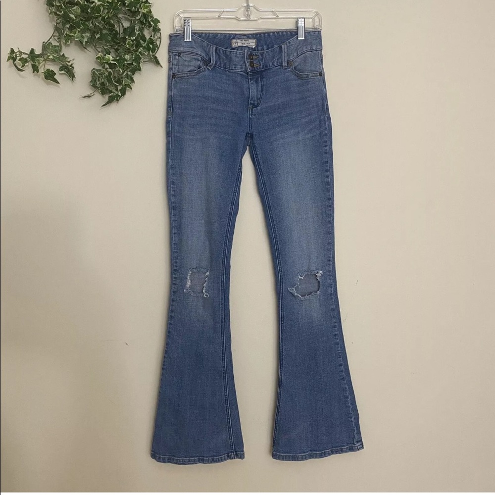 Free People Jeans Sz 27 Wide Flare Light Blue Wash